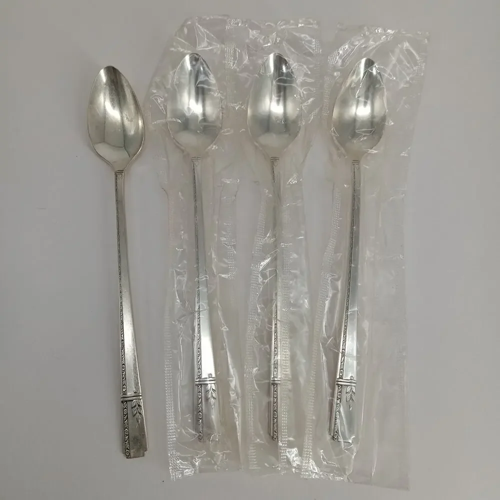 4X LH Tsp Oneida Prestige GRENOBLE Silverplate Long Handled Tea Malt Teaspoons